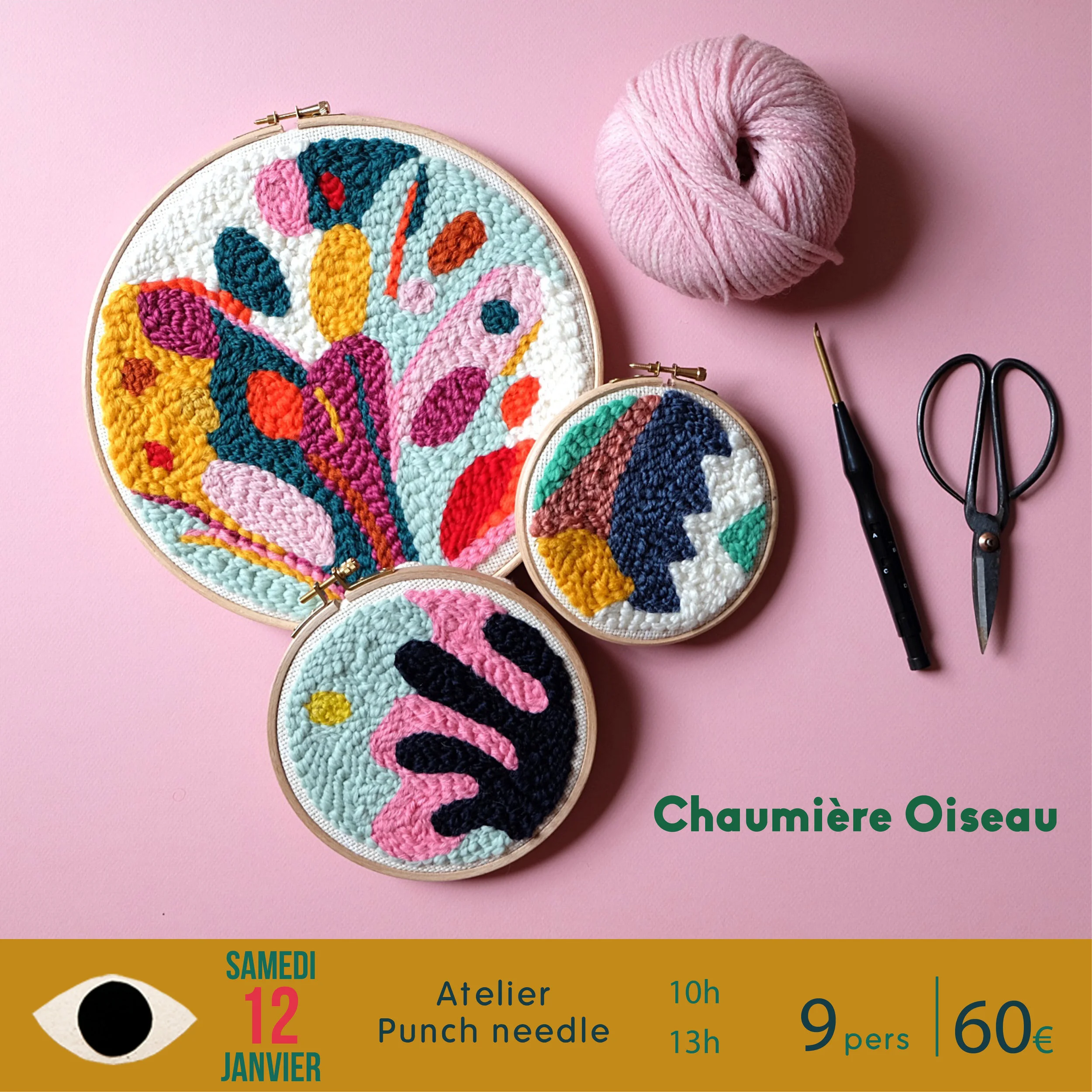 punch needle x chaumiere oiseau