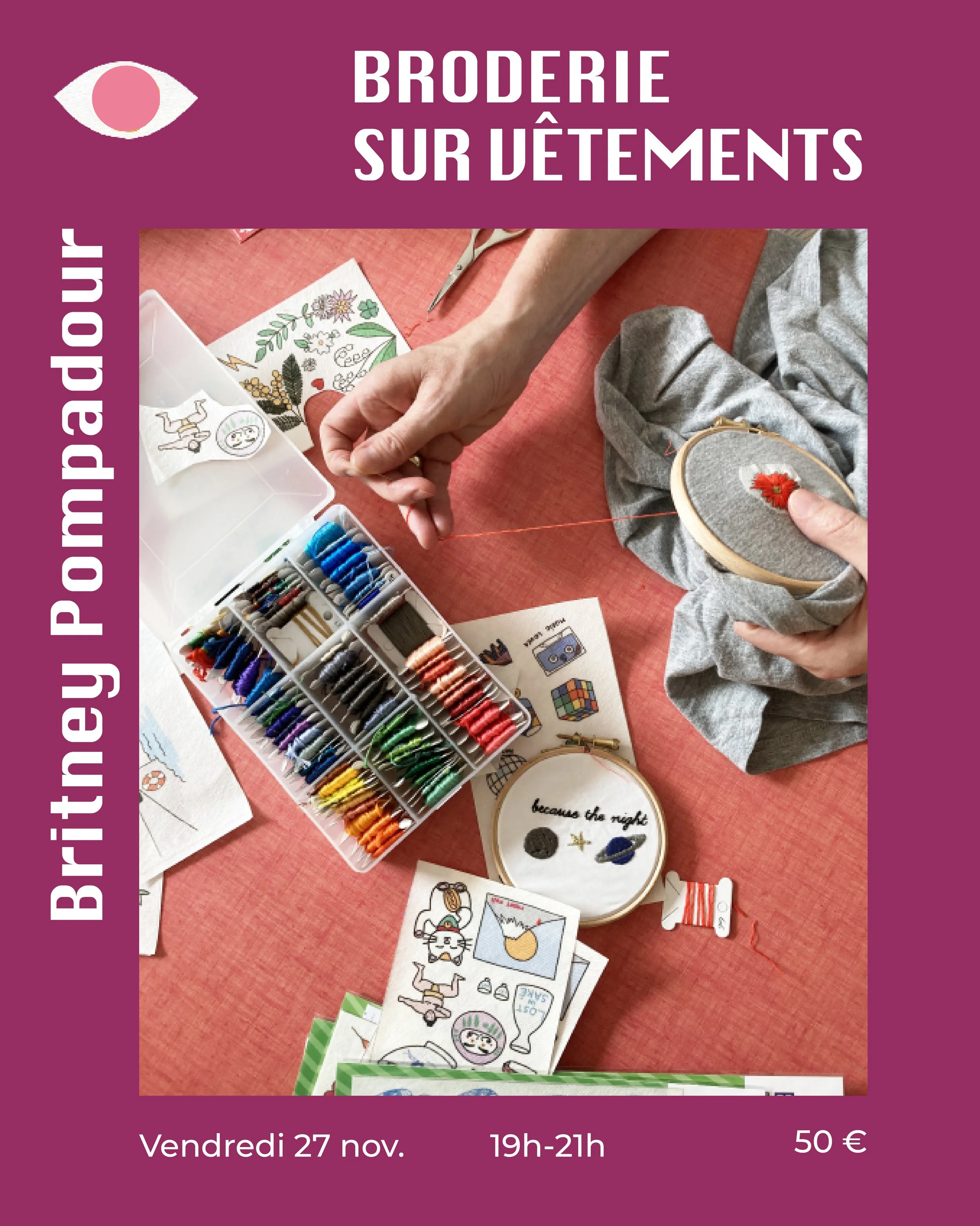 Atelier Broderie sur vêtements x Britney Pompadour 27.11