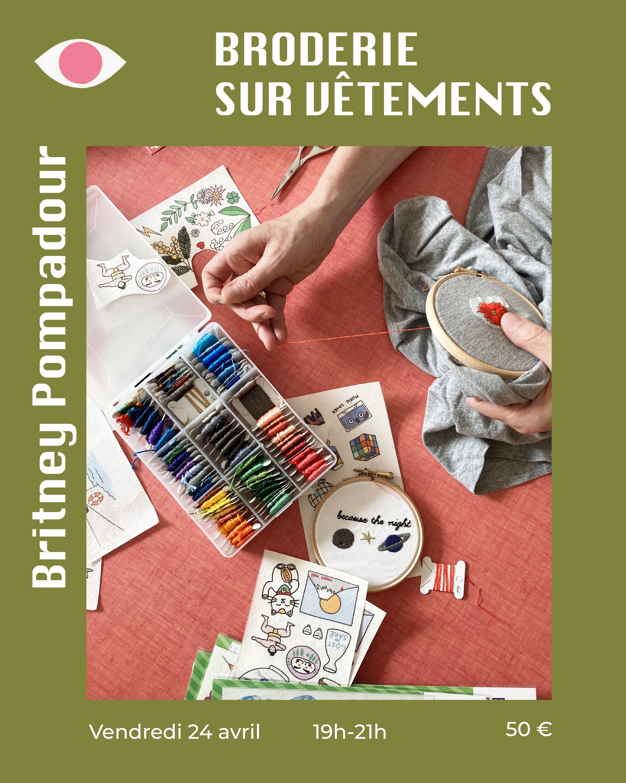 Atelier Broderie sur vêtements x Britney Pompadour 24.04