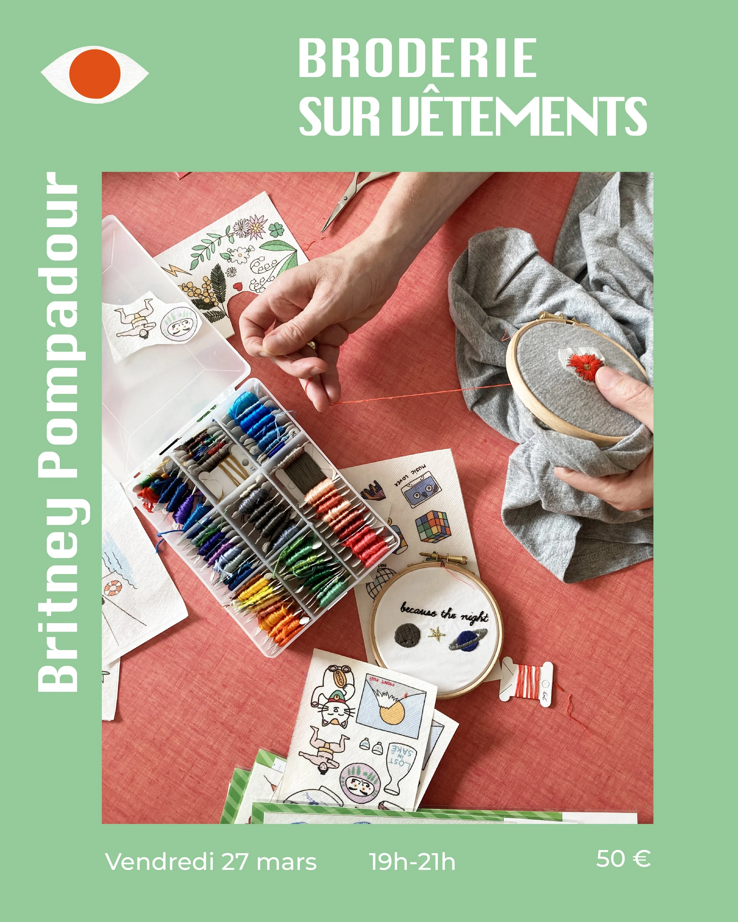 Atelier Broderie sur vêtements x Britney Pompadour 27.03
