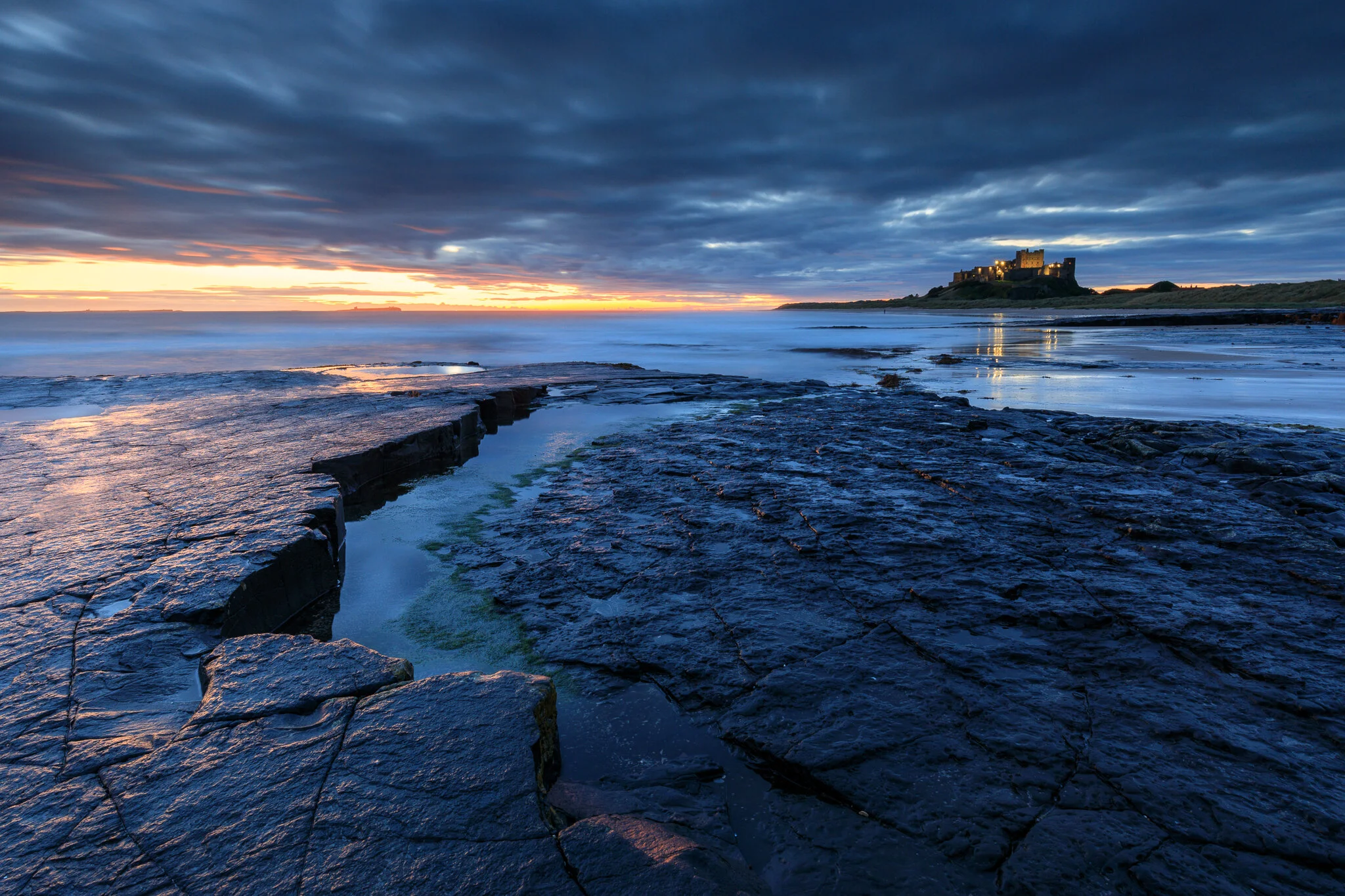 Blue hour at Bamburgh Castle, Northumberland