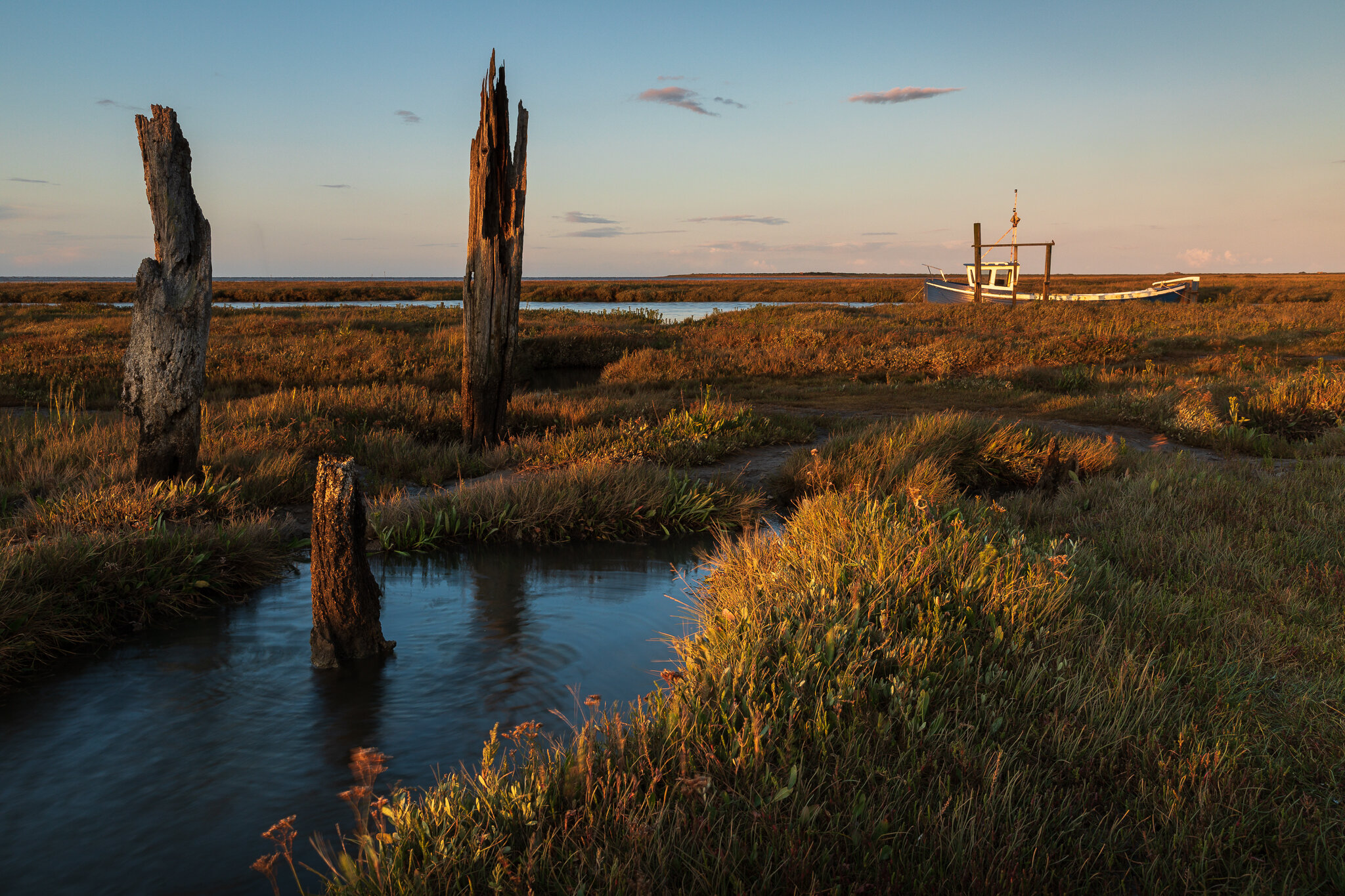 Thornham harbour, Norfolk in evening light