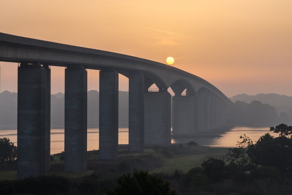The Orwell Bridge at sunrise