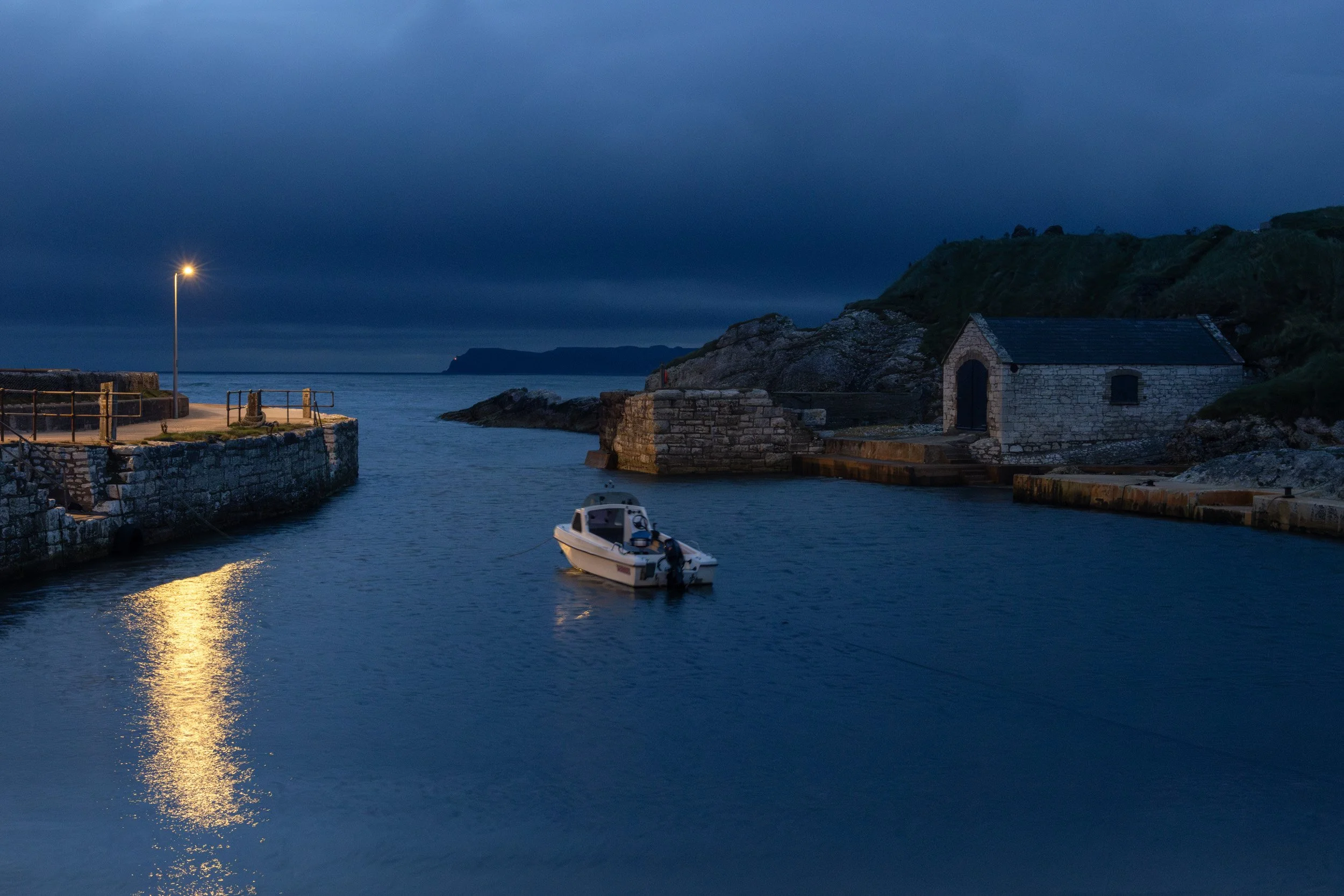 Blue hour at Ballintoy Harbour