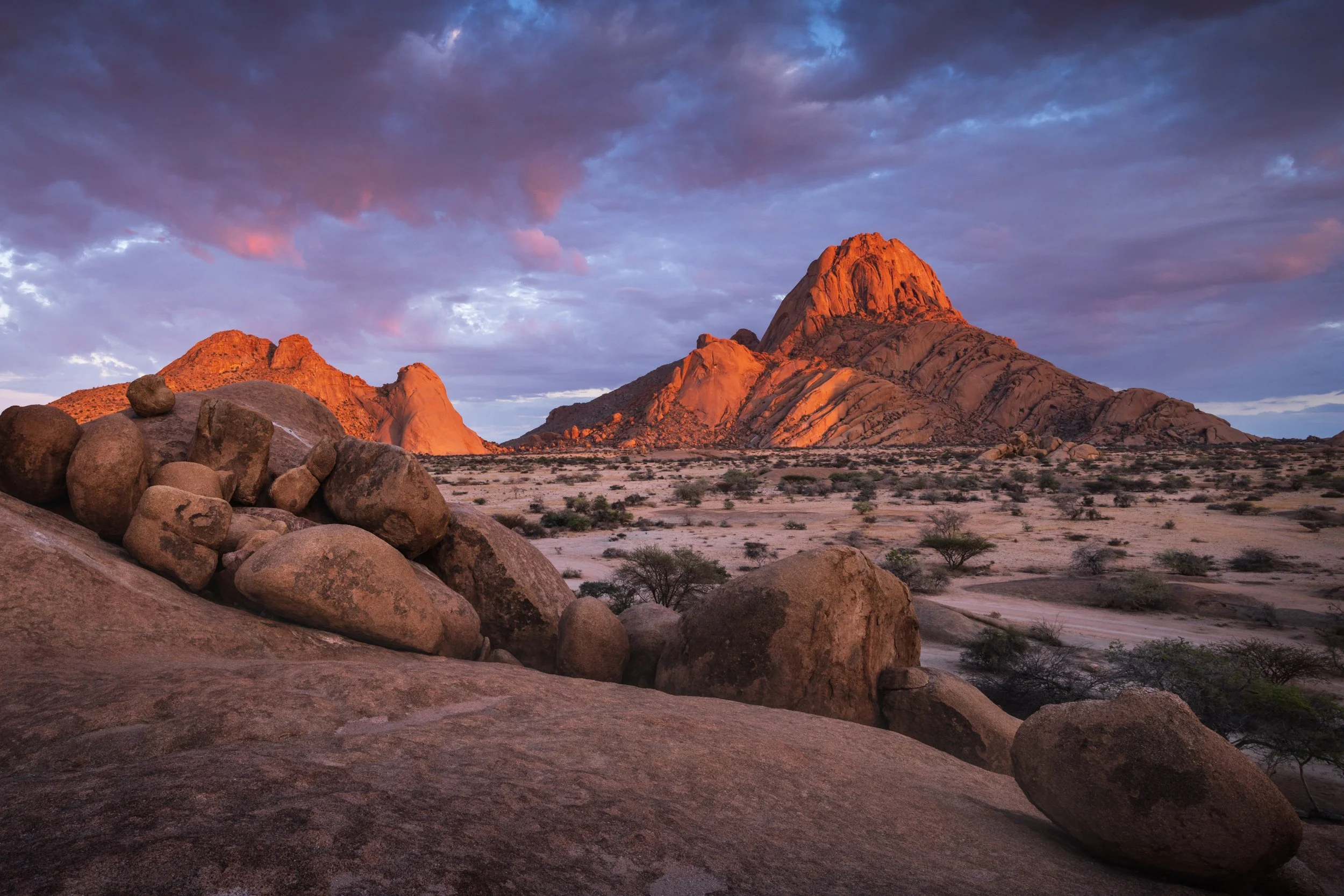 Fiery light at Spitzkoppe