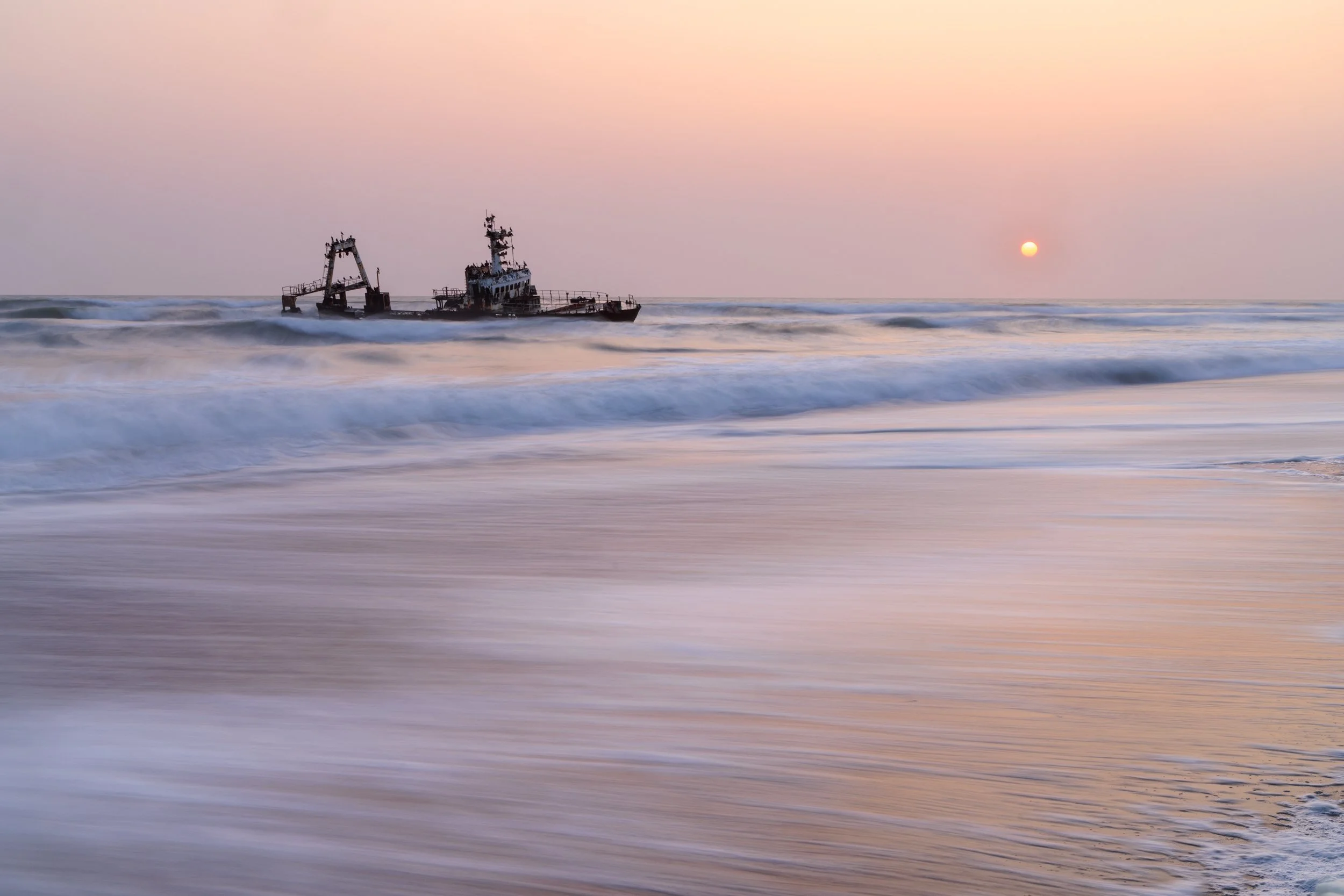 The Zeila shipwreck at sunset