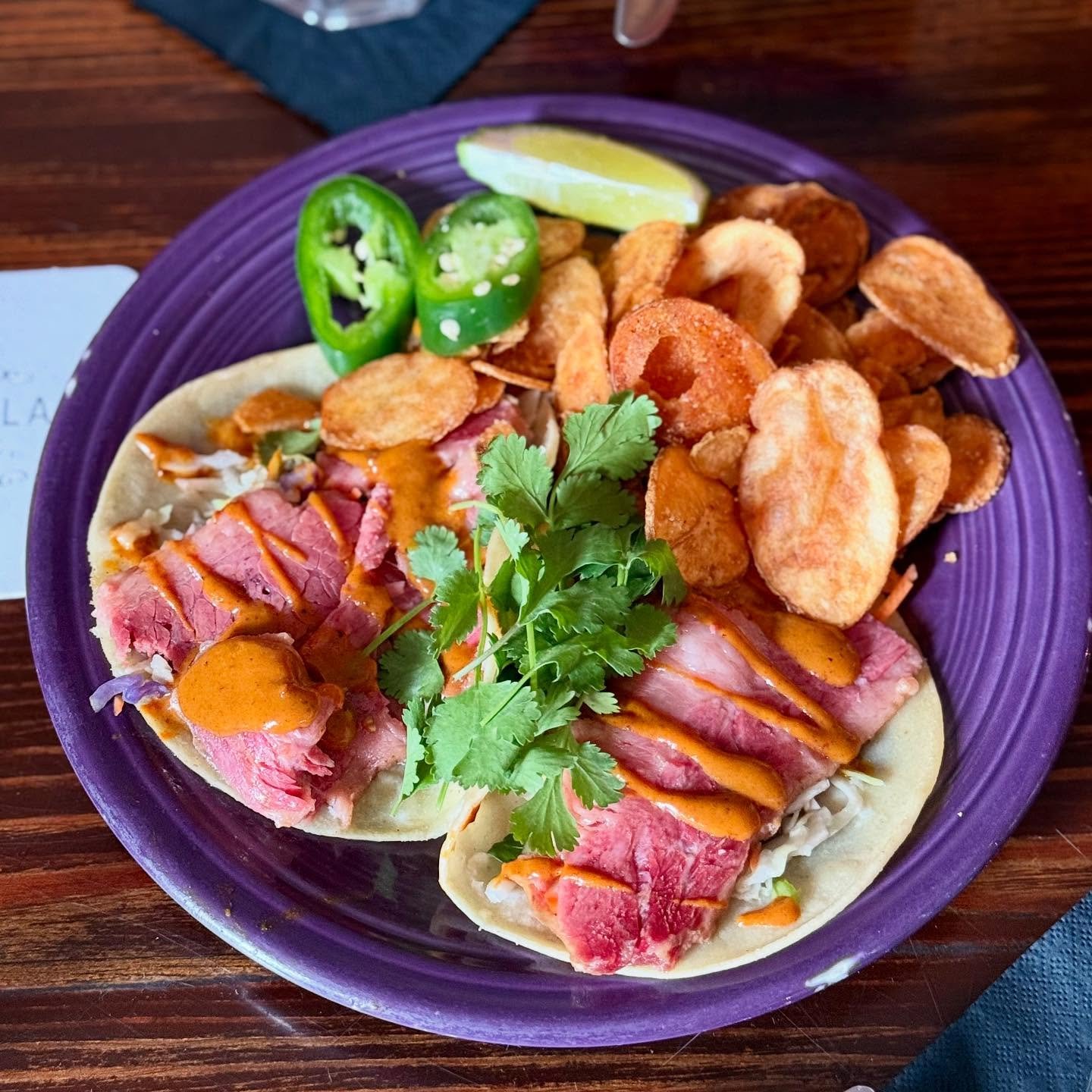 Feeling lucky!? Come grab some Corned Beef Tacos and a marg with us! ☘️🌈🍋&zwj;🟩
