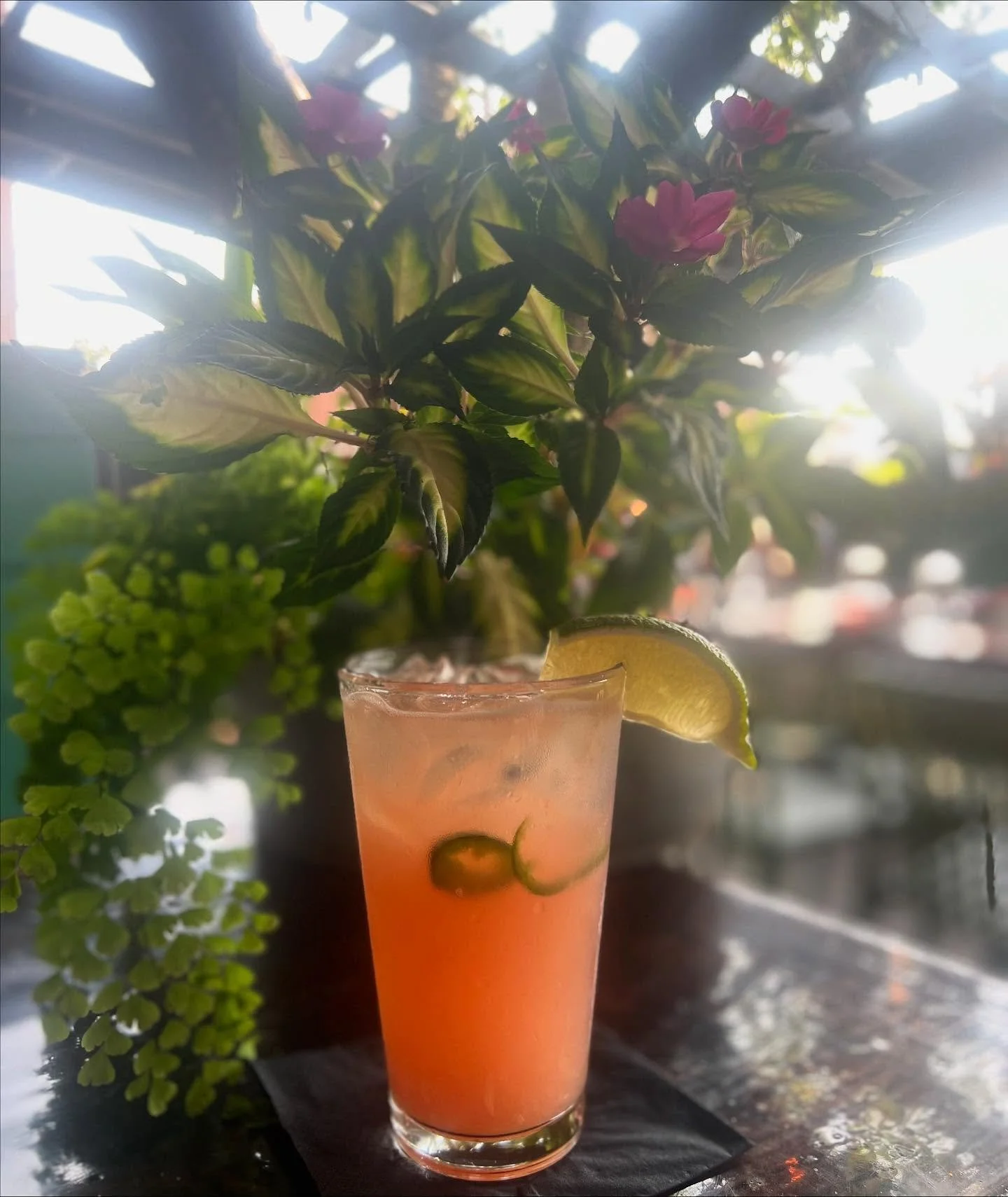 BRUNCH 11am-3pm. Perfect day for a jalape&ntilde;o blood orange marg 🍊