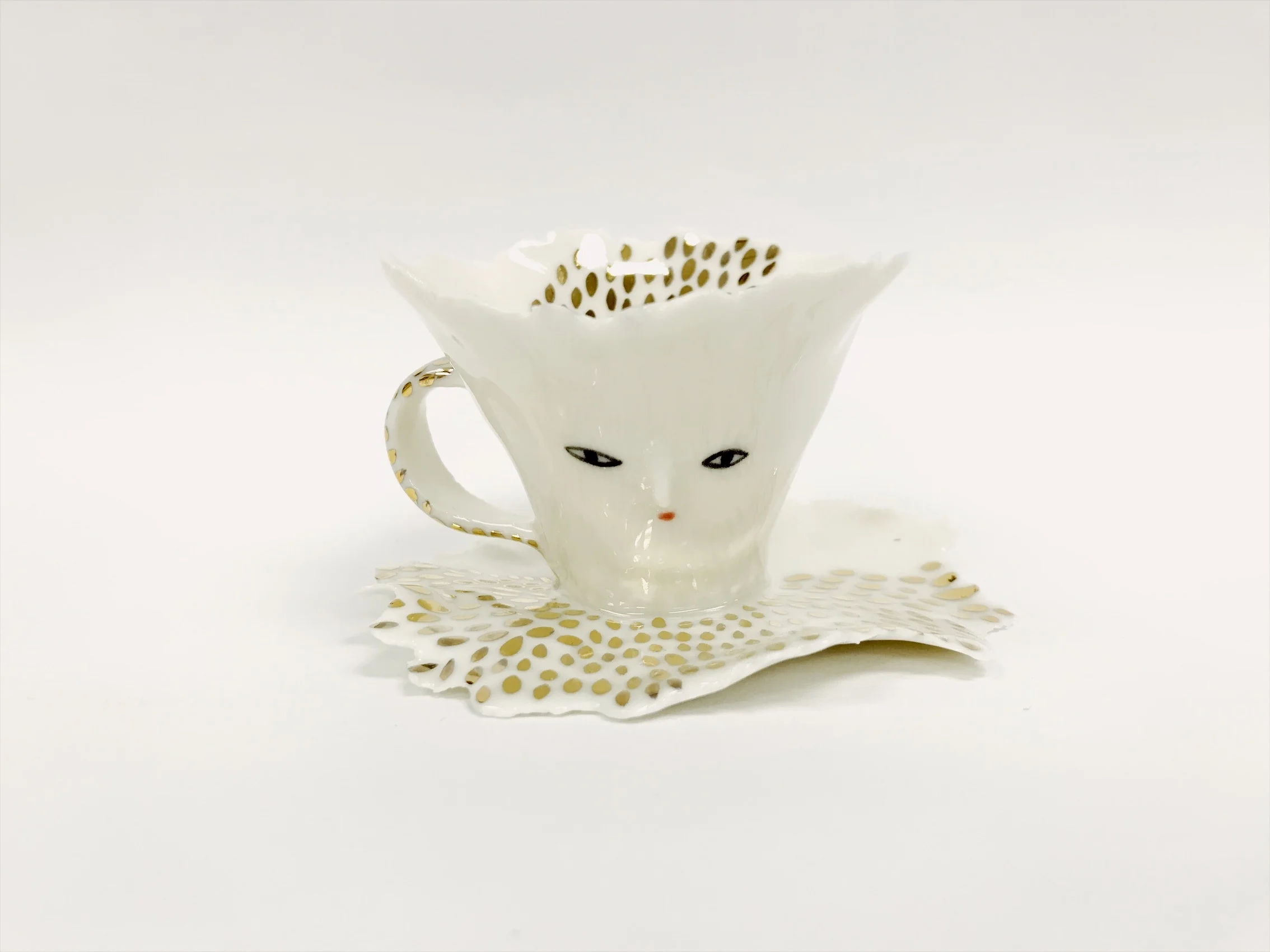 Porcelain Ballerina with golden polka dots 