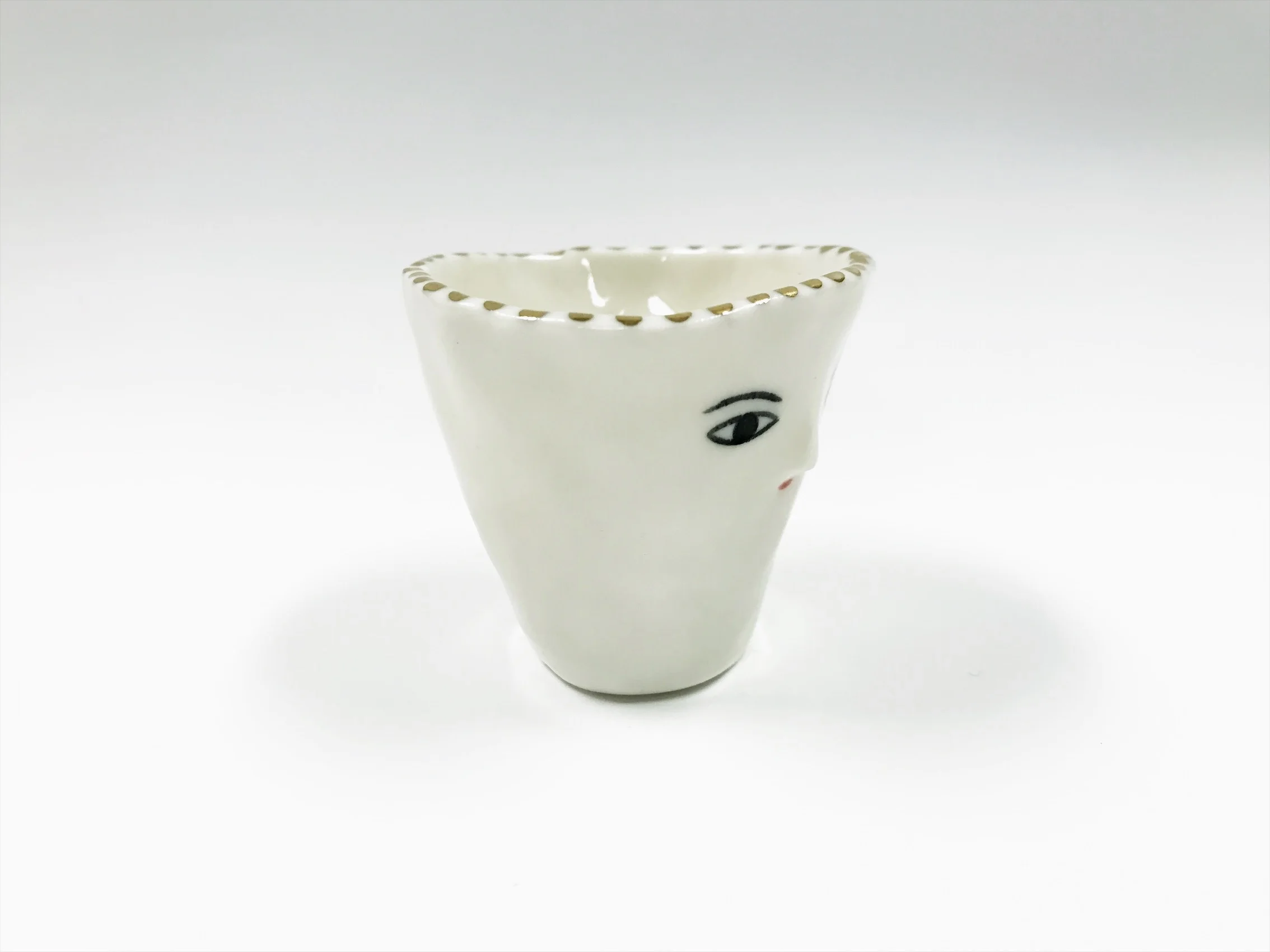  Porcelain shot glass with gold rim