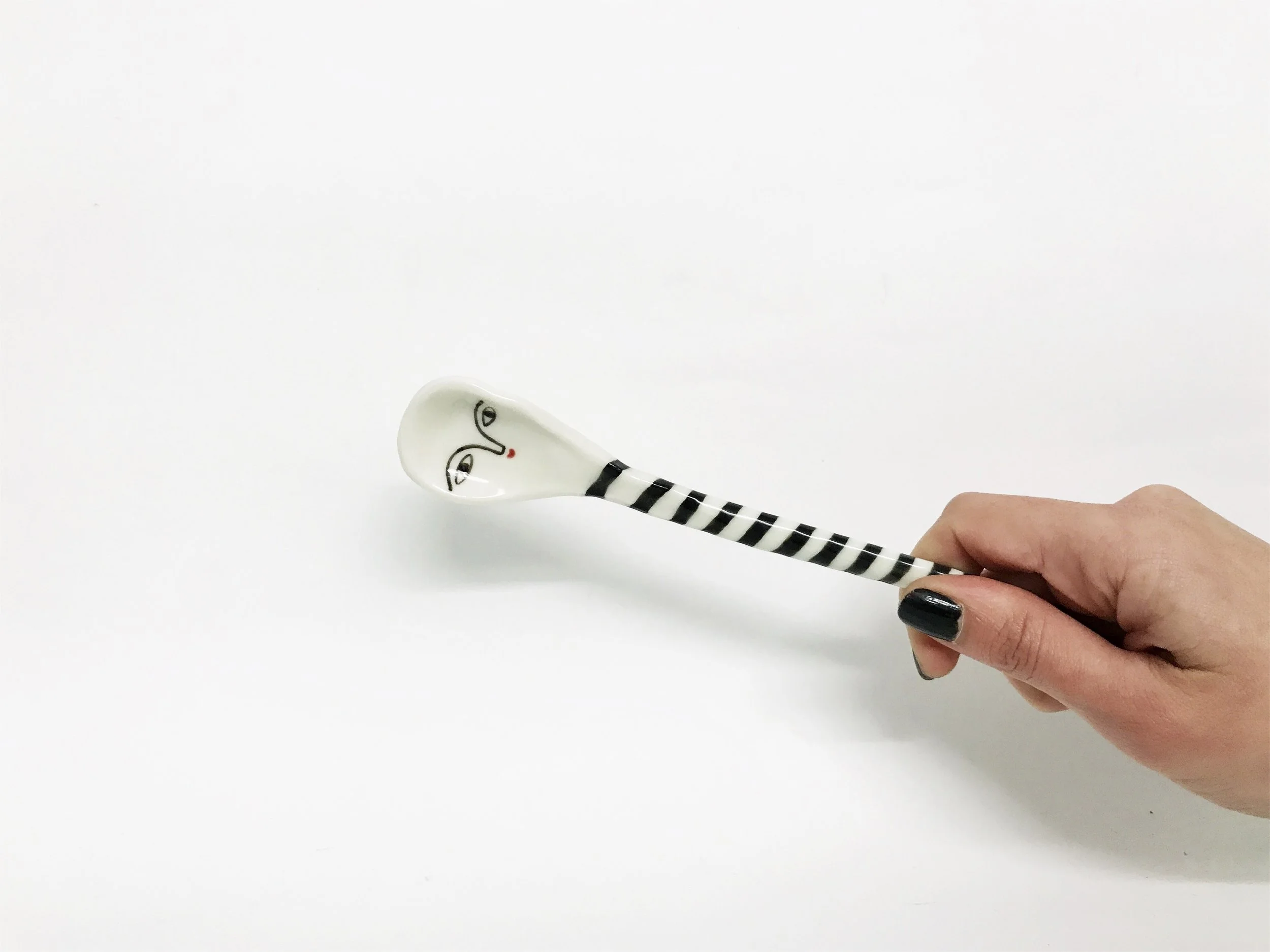 Striped wonky porcelain spoon - Collectibles 