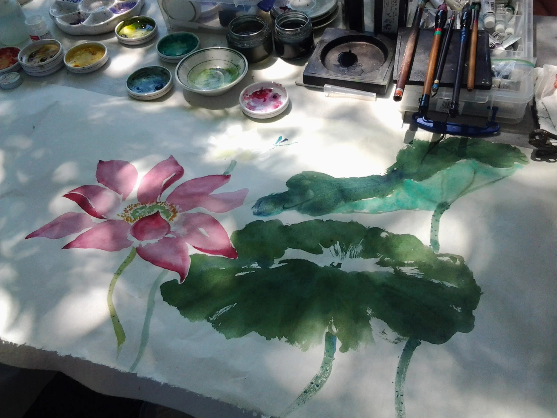 Asian Brush Painting: Lotus Flower &amp; Waterfowl