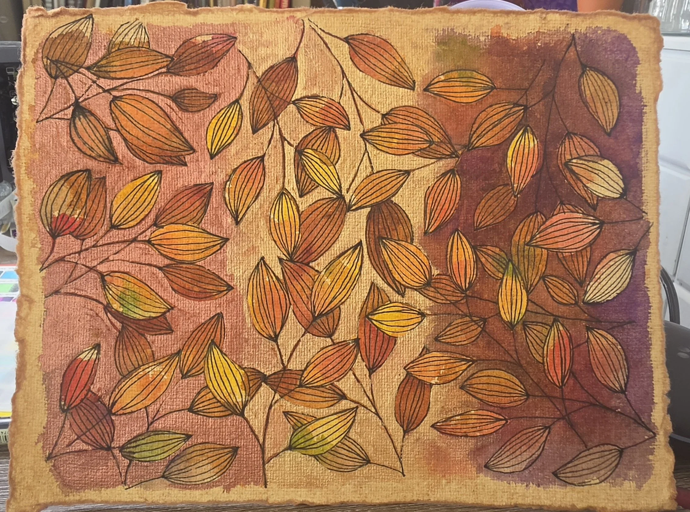 10/26—LAYERED WATERCOLOR LEAVES with BECKY
