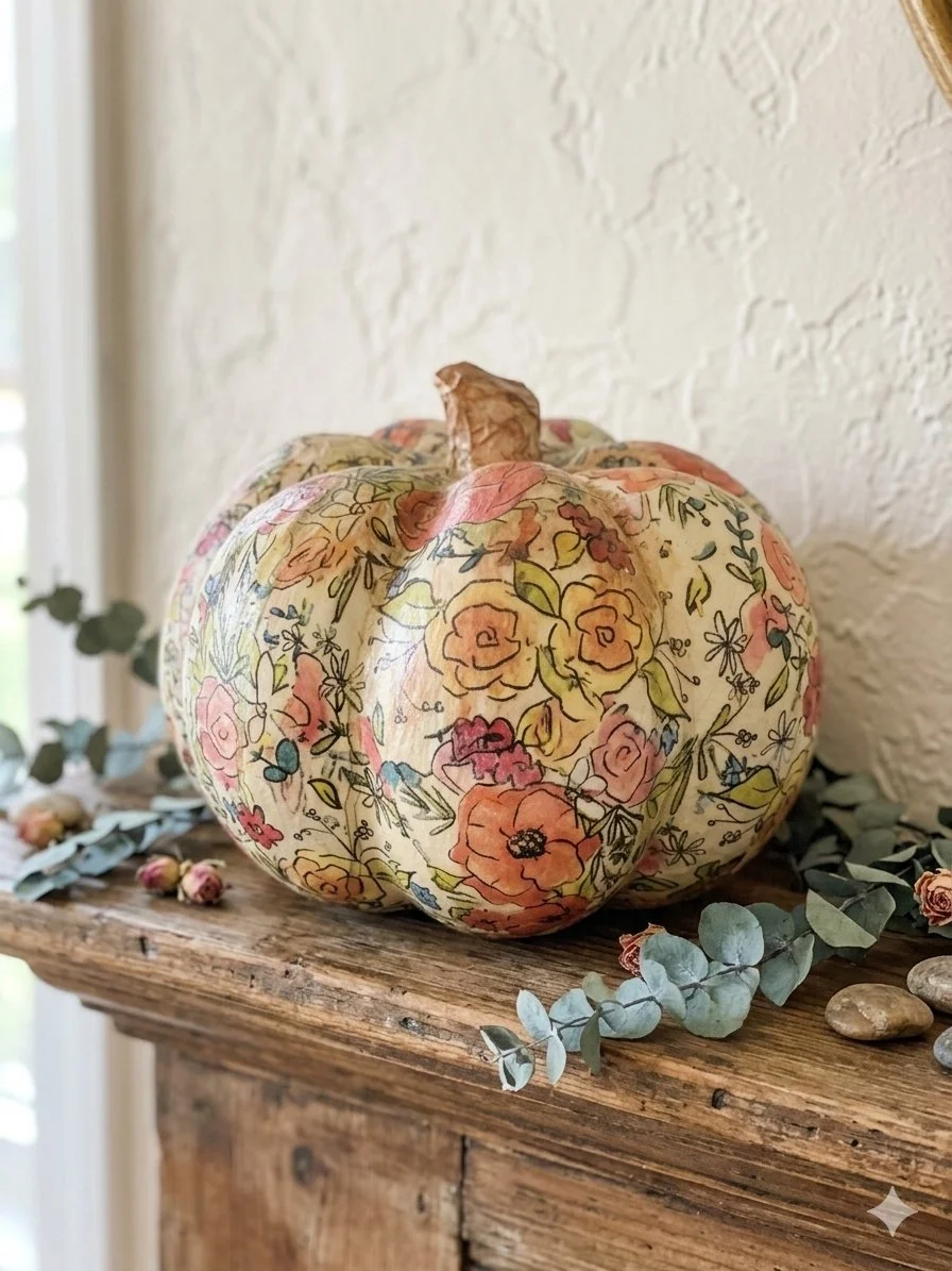 10/15—DECOUPAGING: Paper Mache Pumpkins