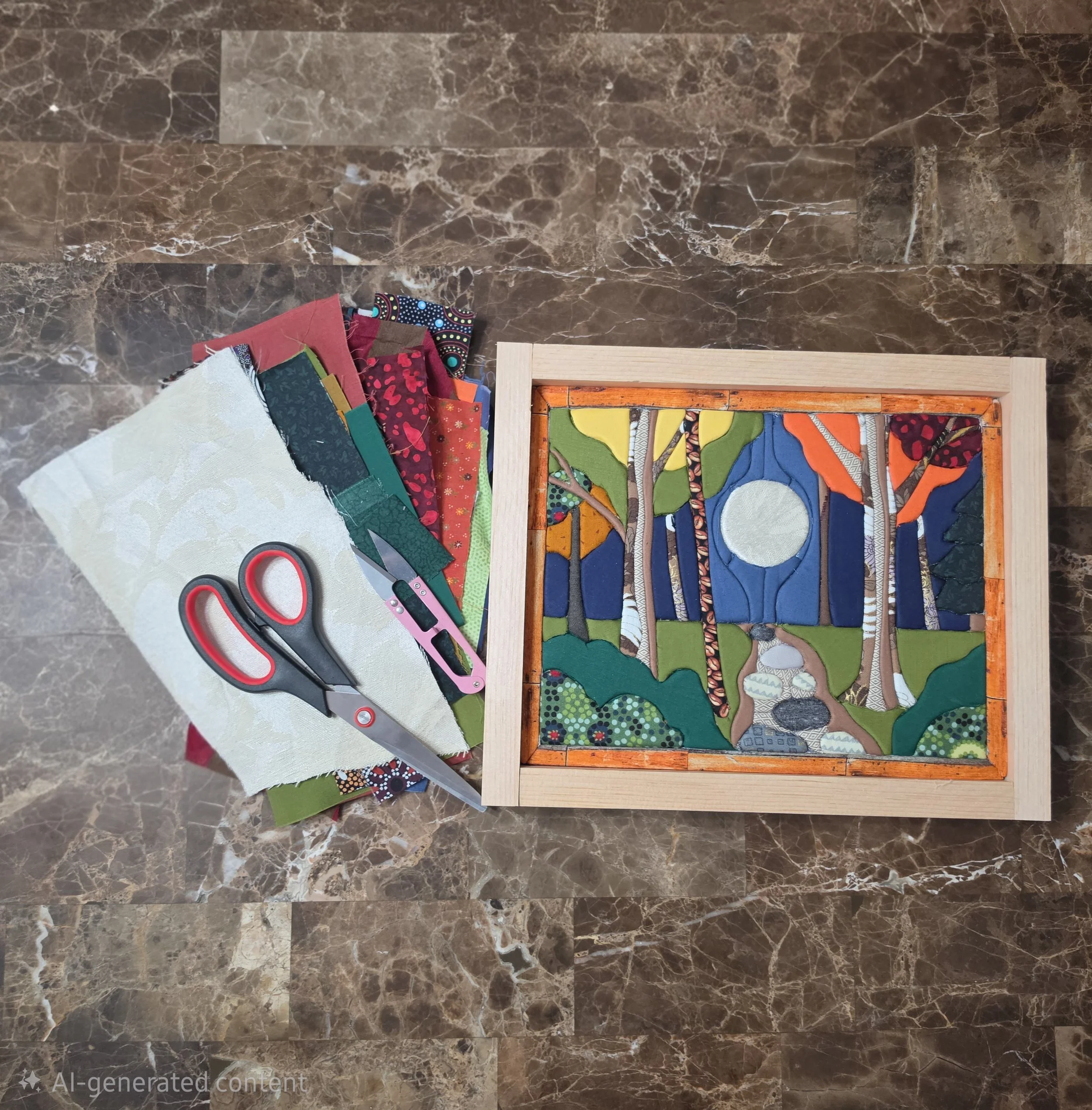 9/20—KINUSAIGA—First Blush of Fall—FABRIC COLLAGE