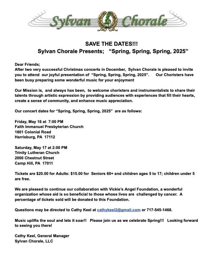 Sylvan Chorale Presents "Spring, Spring, Spring, 2025"