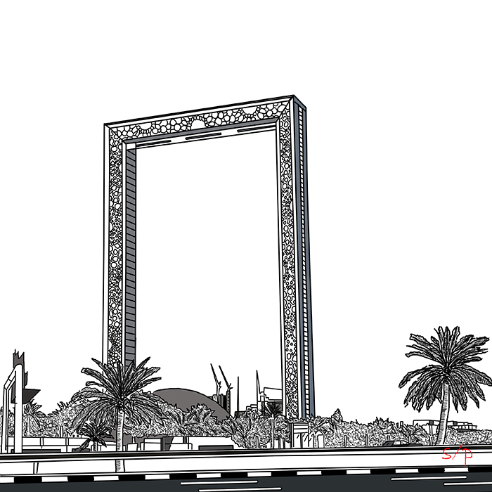 Golden frame, Dubai, UAE.