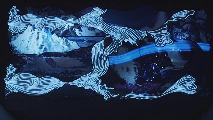 An interactive design concept using 2D and 3D motion graphics with projection mapping