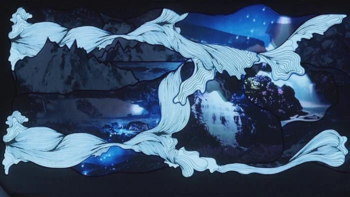 Interactive projection mapping concept with 2D and 3D motion graphics