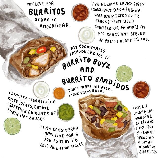 #ComfortFoodStories, Volume 20. 
@amanduhnguyen&rsquo;s comfort food came to her in university when she found love in a foil wrapper: a burrito. So many ingredients, so much flavor, packed into something she could hold in one hand (or maybe two). No 