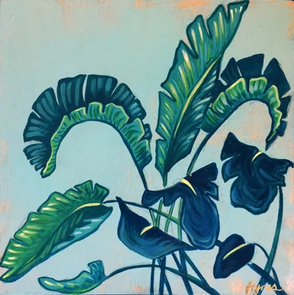 Banana Leaves Original Hand Painted Acrylic Painting Art By Anna Ayres Banana Leaves Original Hand Painted Acrylic Painting Art By Anna Ayres