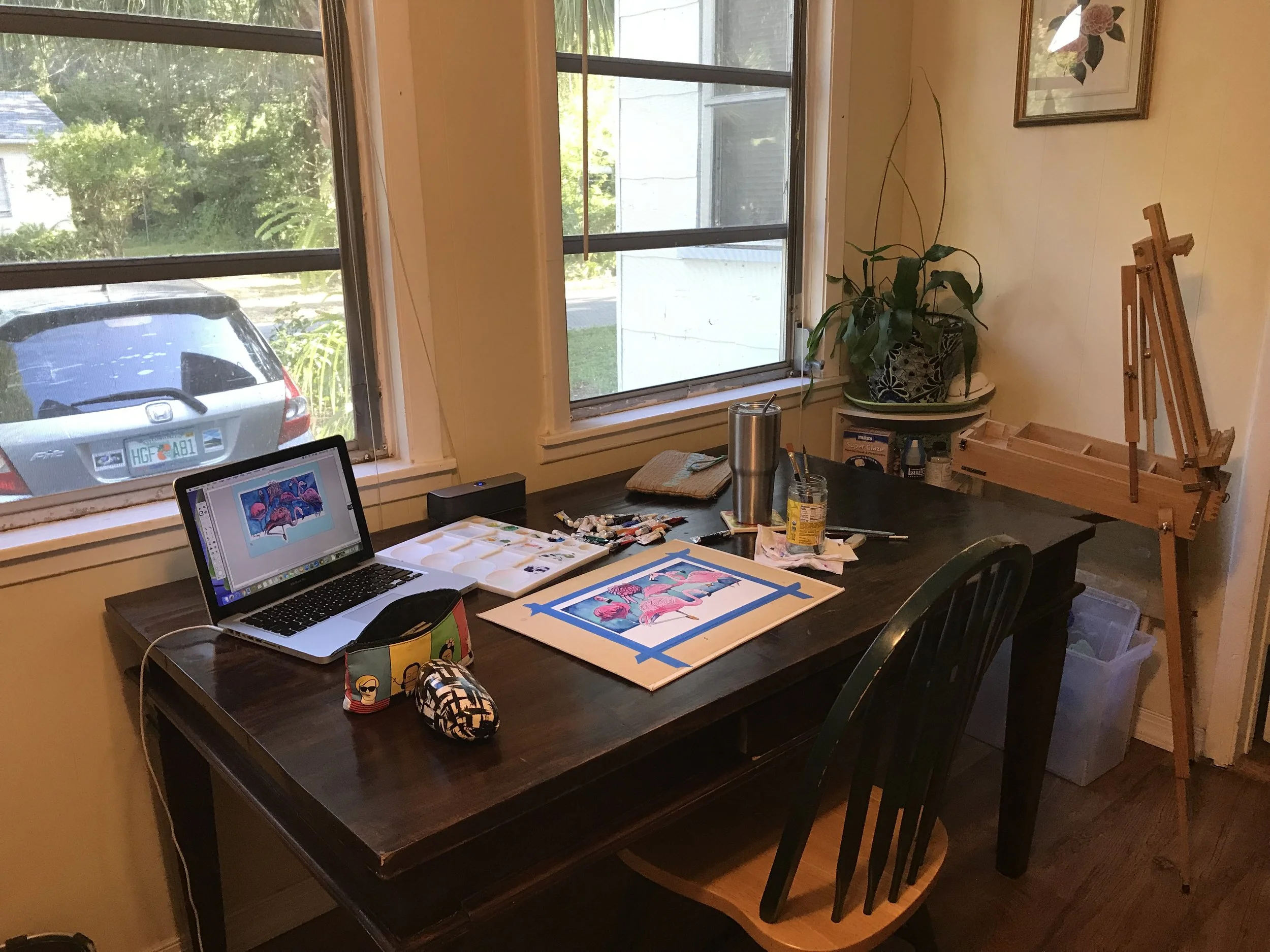A new desk purchased for the Art by Anna Ayres Gulfport studio!