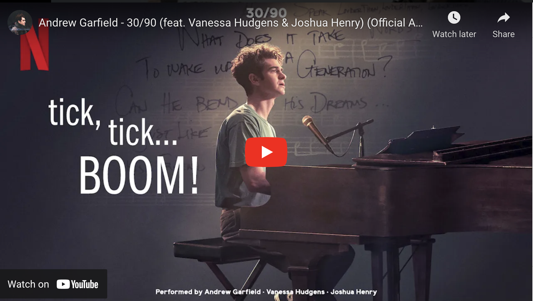 Andrew Garfield - 30/90 (feat. Vanessa Hudgens & Joshua Henry) (Official Audio)