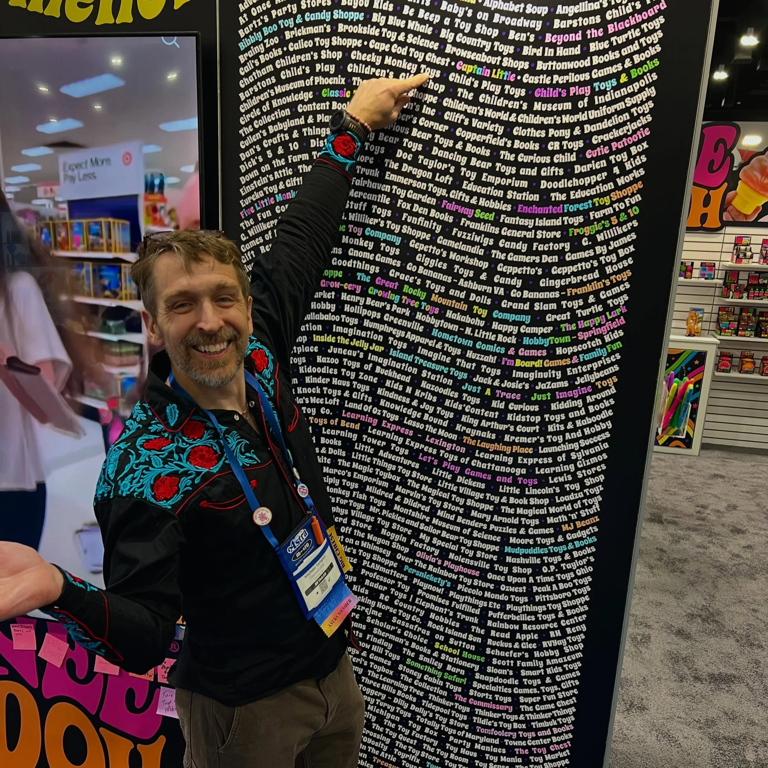 This weekend, Michael had a blast at Astra Marketplace &amp; Academy in Milwaukee! 

He signed the @needohofficial NeeDoh Phenomenon Wall, had a cozy campfire with our friends at @squishables, discovered new fun toys coming to Captain Little, learned