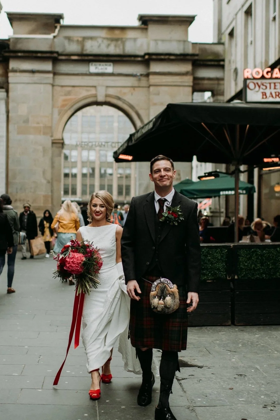 Wedding and event flowers at The Exchange in Glasgow by Atelier Rosa, specialising in wedding floristry and event styling across Glasgow and Scotland.