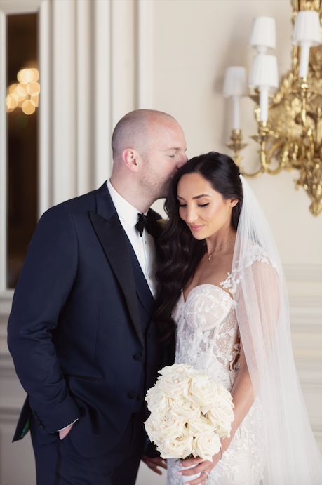 Luxury destination wedding flowers and event design at Turnberry Hotel in Scotland by Atelier Rosa, featuring a BERTA bridal gown and elegant floral installations. Photography by Craig and Eva Sanders.