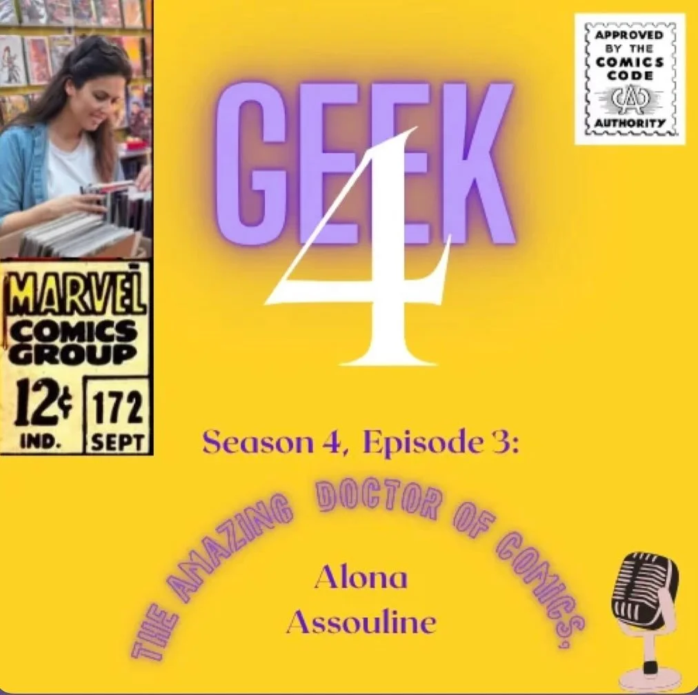 On this episode of Geek4, I&rsquo;m joined by The AMAZING Dr of Comics: Alona Assouline @drofcomics Alona is a passionate comic book fan whom I&rsquo;ve been following on social media for a while now. She&rsquo;s a great follow, quick with recommenda