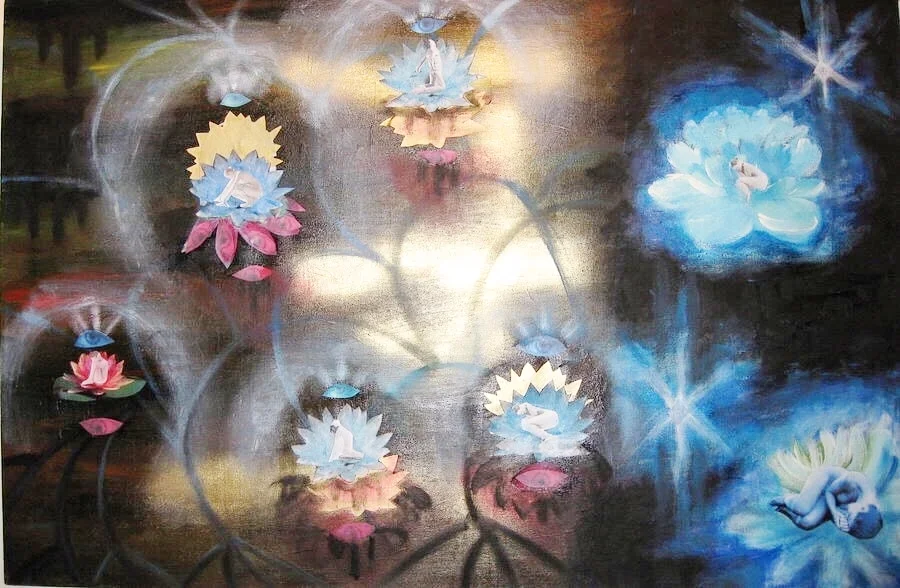 "Unfoldment" Mixed media on canvas 24x36 in. SOLD