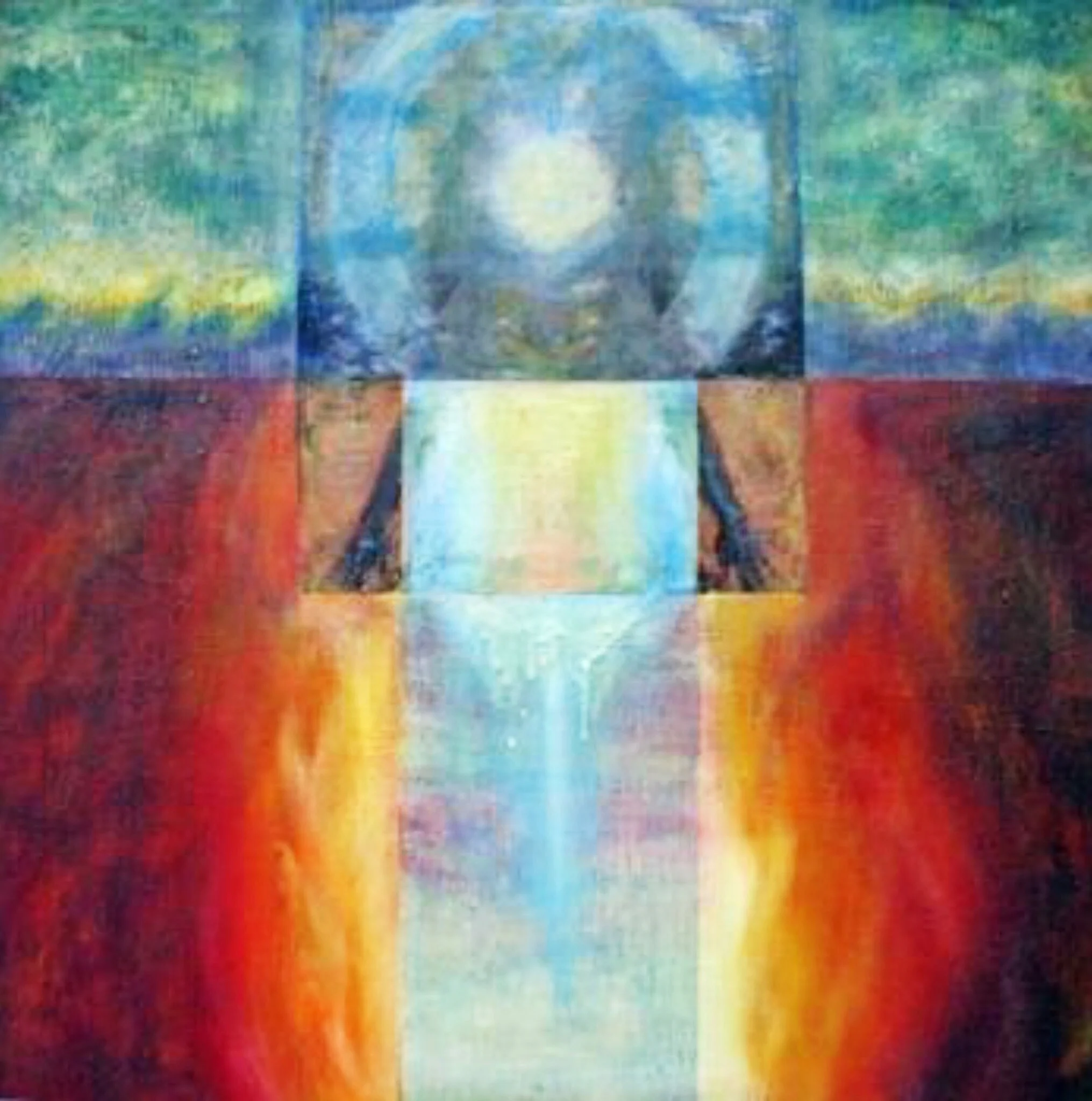 "Light of Mother Earth" oil and encaustic on wood 24x24 in. SOLD