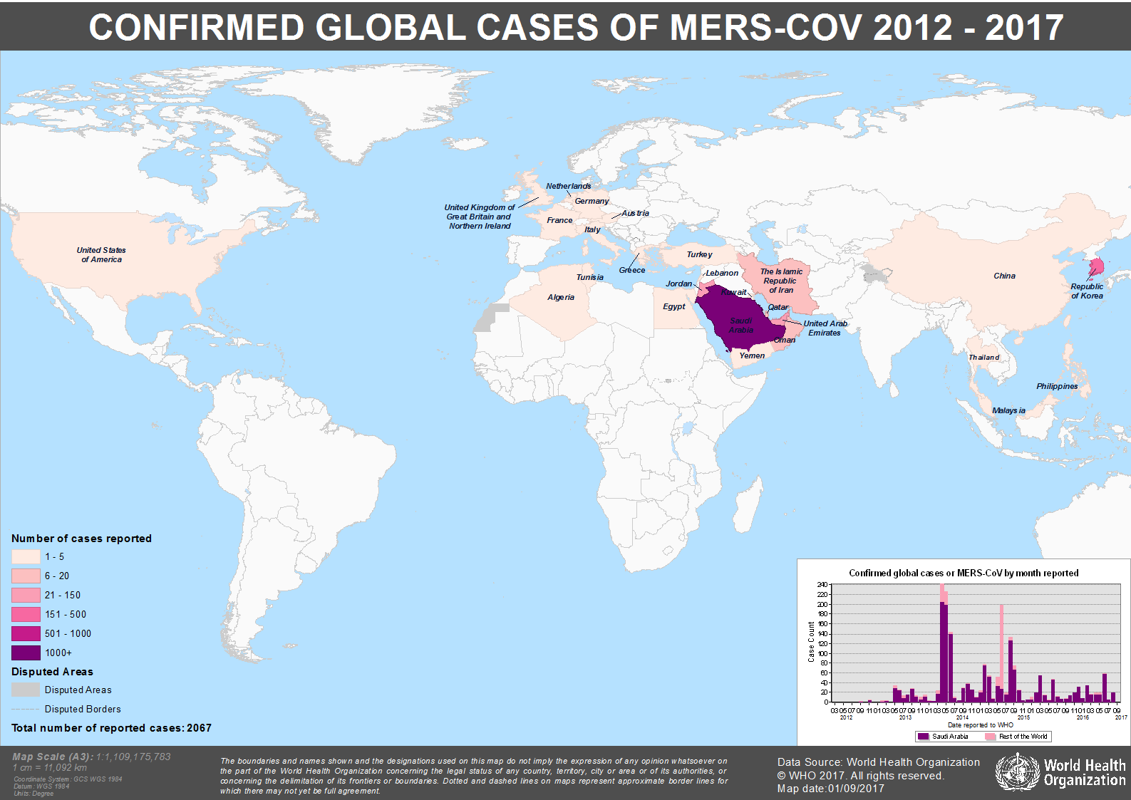 Confirmed Global Cases of Middle Eastern Respiratory Syndrome - Corona Virus (MERS-CoV), 2012 - 2017 Source: World Health Organization (WHO)