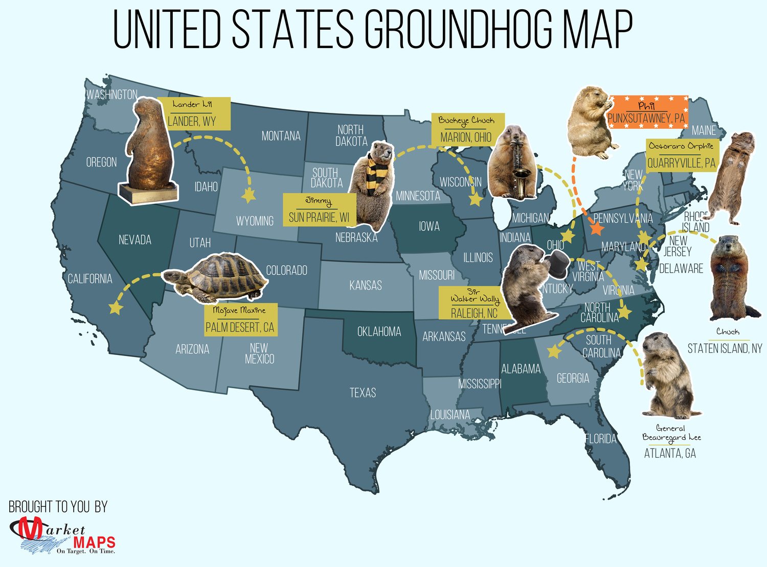 2 FEBRUARY 2022 UNITED STATES GROUNDHOG MAP — PublicHealthMaps