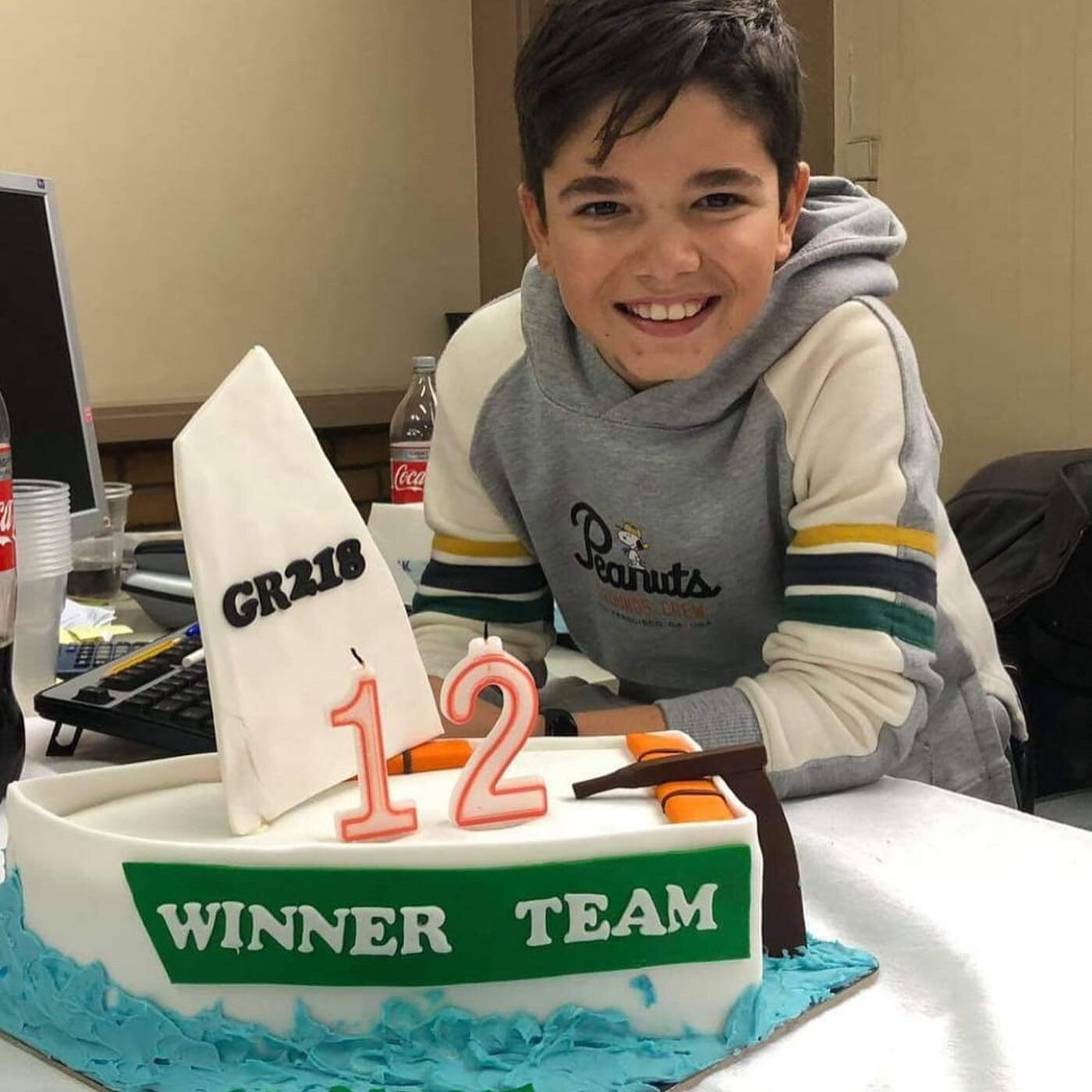 Winner Team sailor From Greece; Nontas Ventouris Ladas celebrates his 12yrs birthday with a fantastic cake that symbolice the fact, that he is waiting for his new Winner Teamboat ❤️ He spends the wait training on the water 👊🏻 
#winneristhewinner #w