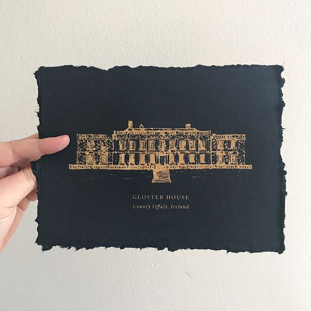 This art piece, featuring my hand-drawn venue illustration, was included in Olivia &amp; Colin's wedding invitations as an overlay on top of their main invitation. As guests opened the vellum bundle (tied with gold thread and a black wax seal), they 