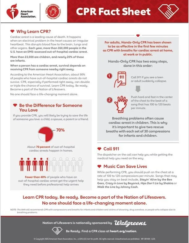 June 1-7 is National CPR and AED Awareness Week. This highlights how lives can be saved when more Americans are trained in CPR and the use of an AED. To learn more, visit: https://cpr.heart.org/en/training-programs/cpr-and-aed-awareness/cpr-and-aed-a