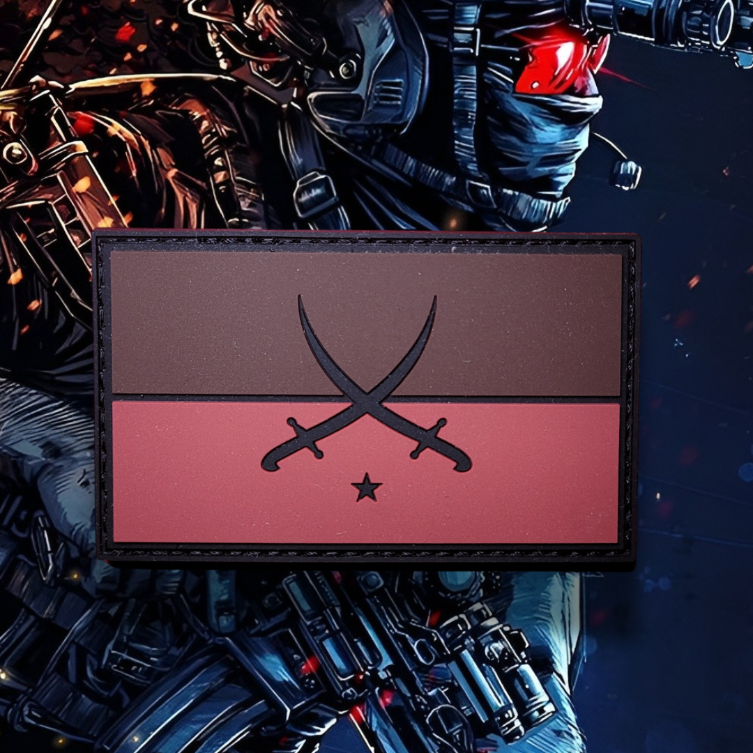 Black Powder Red Earth inspired, Awbari national flag, PVC morale patch