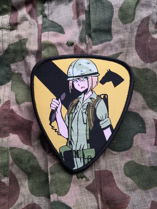 Official Licensed  US Flag w/ Anime Girl Hook Backed Morale Patch