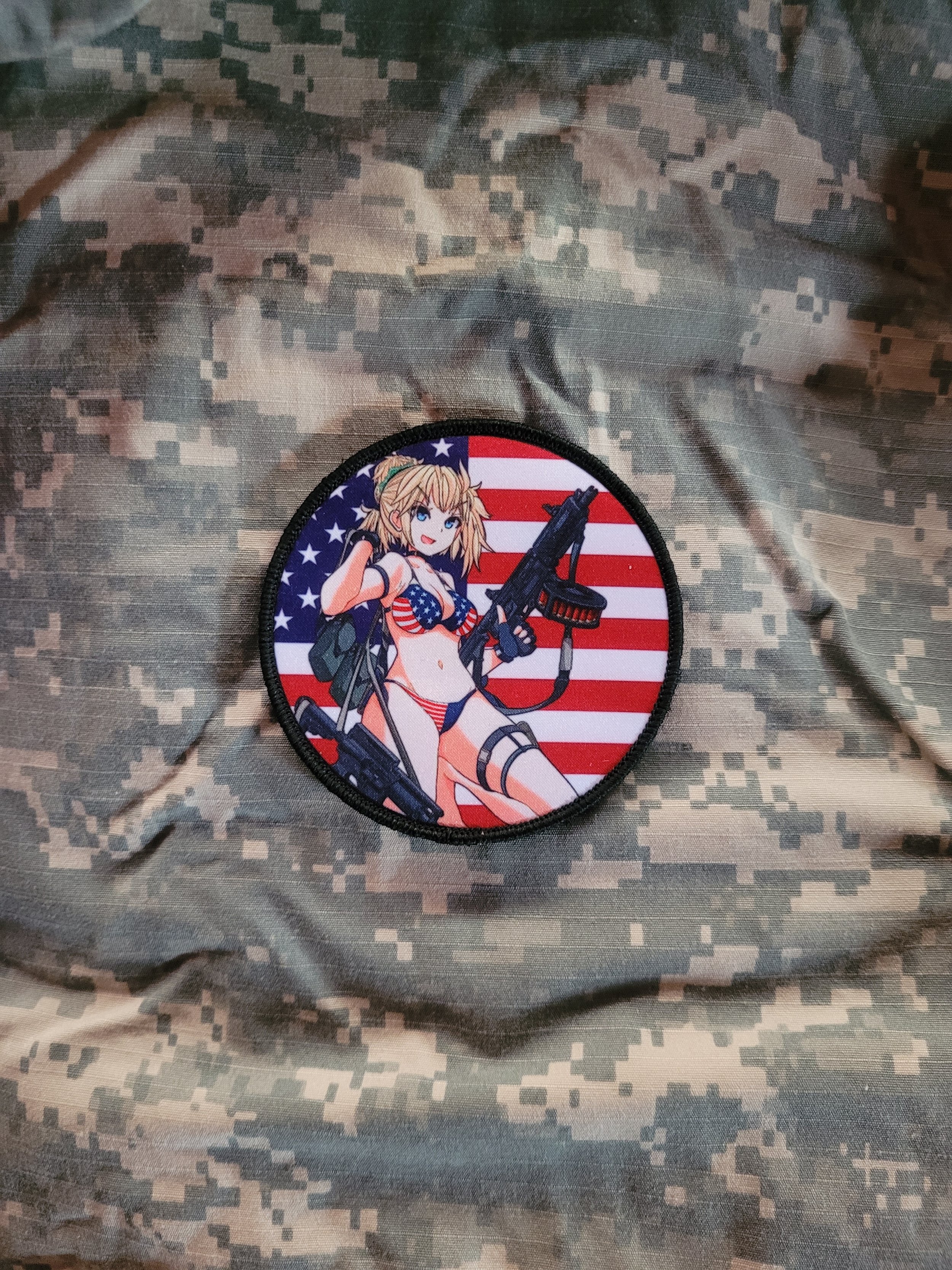 American Bikini Girl anime pinup morale patch — FEI Corp