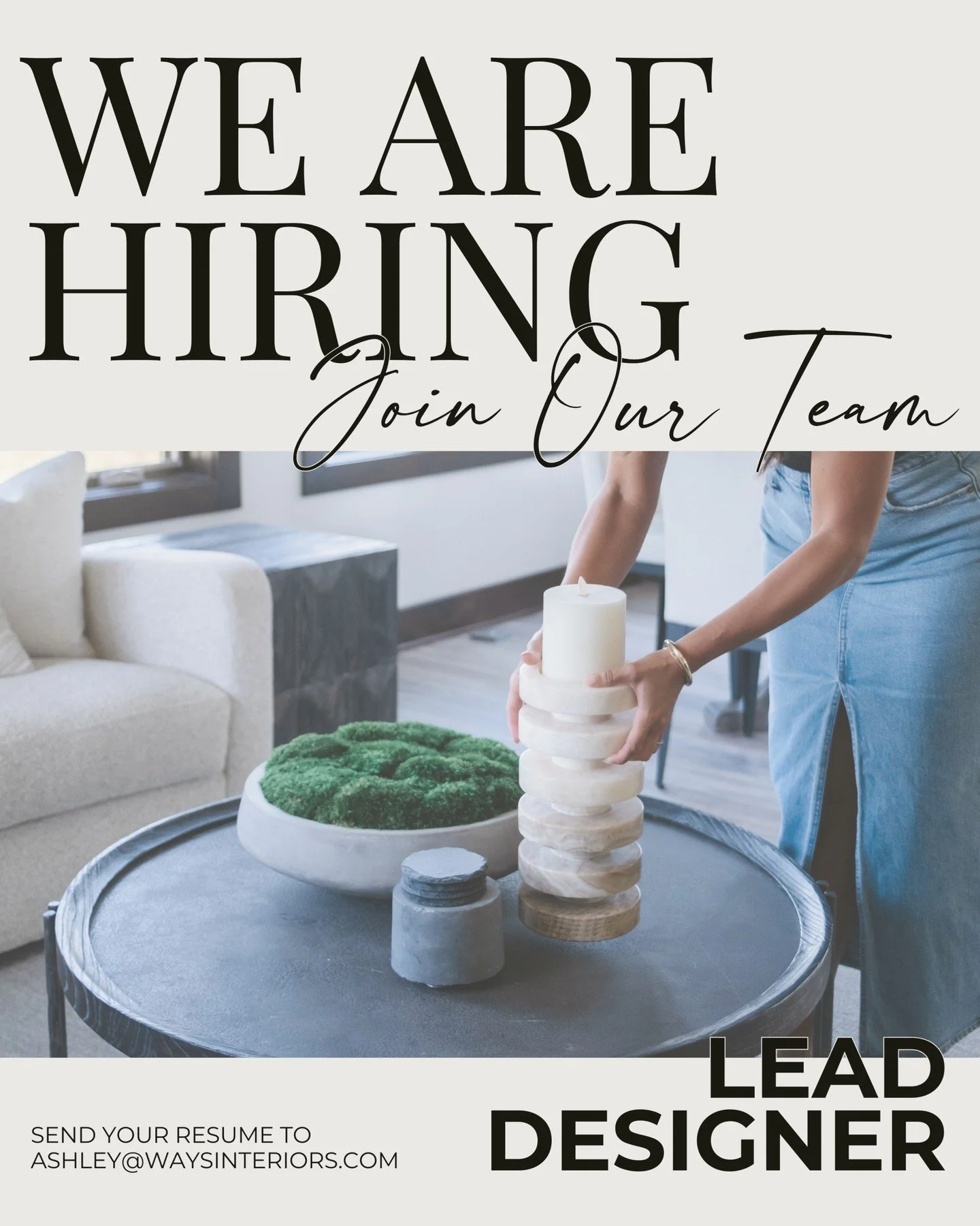 Lead with vision. Design with intention. ✨

WAYS Interiors is looking for a talented Lead Designer to join our growing team!

We&rsquo;re looking for someone with previous interior design experience who&rsquo;s ready to create beautiful spaces and gr