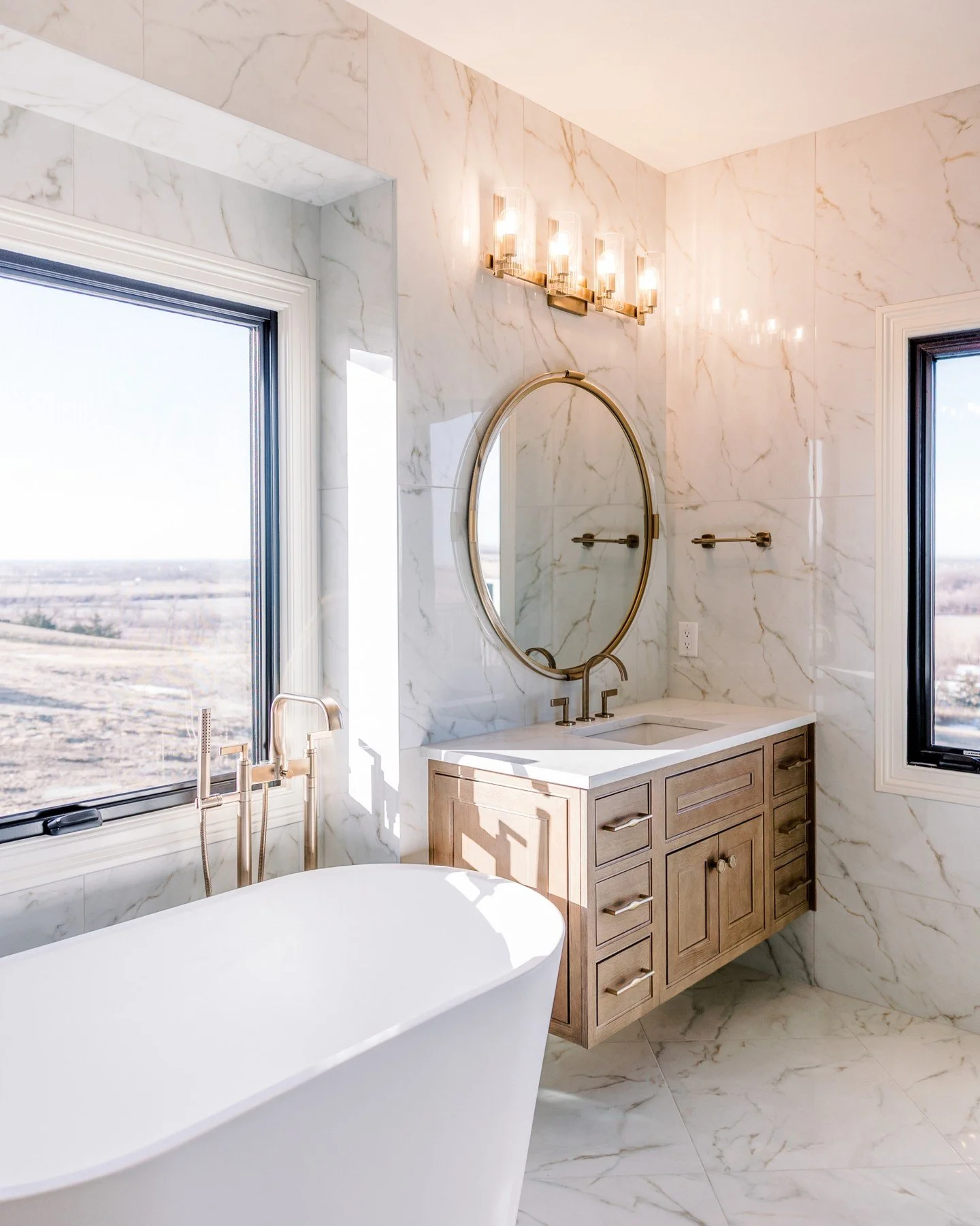 Natural light has a way of bringing every detail to life. ✨

This bathroom was designed to feel calm, open, and refreshing from the moment the sun comes up. With light pouring in and reflecting off every surface, the entire space feels brighter, soft