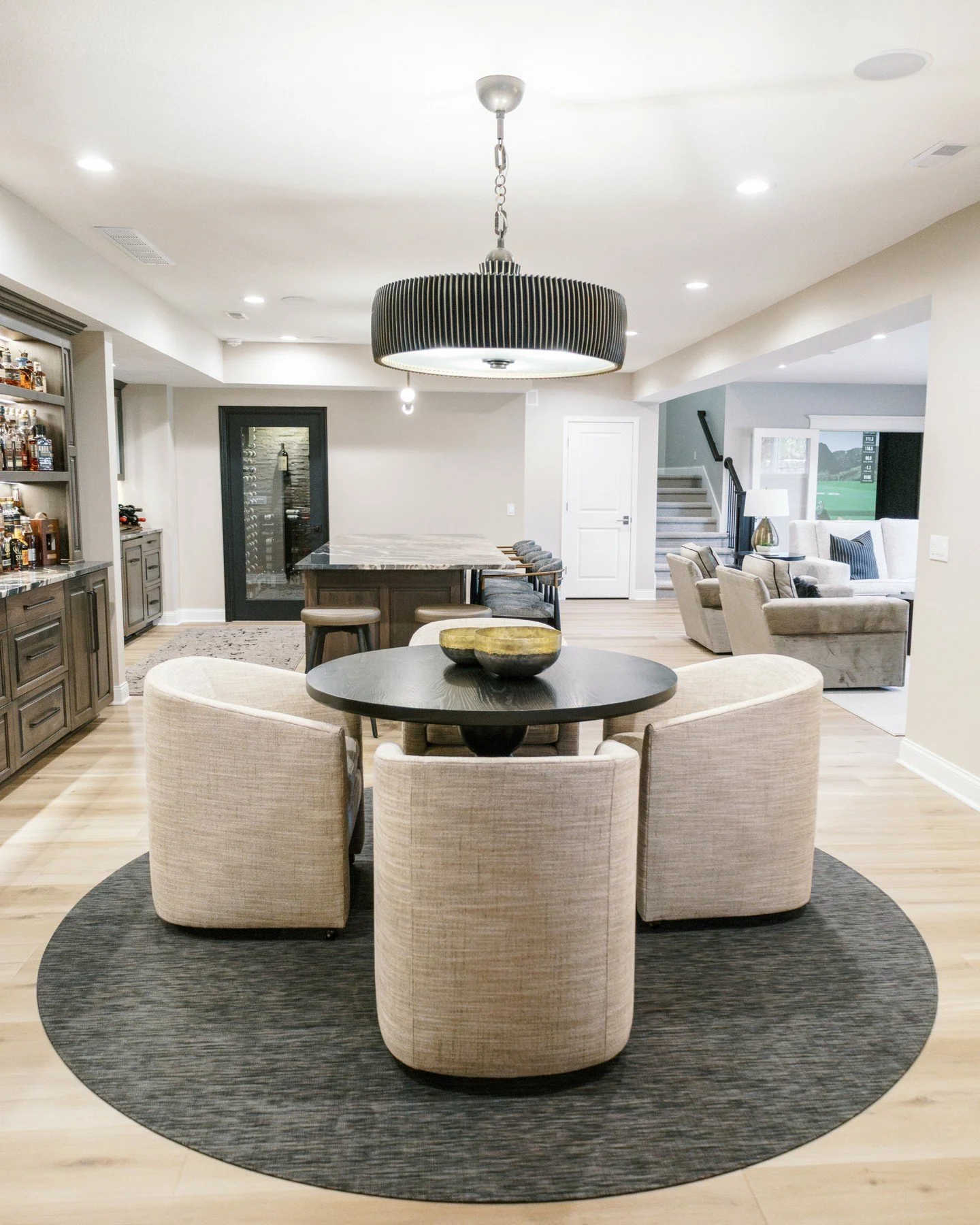 Designed for effortless hosting and even better company.

#WAYSInteriors
#InteriorDesignerOmaha
#theWAYSway
#BasementGoals
#OmahaDesigber