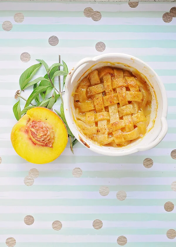Individual Peach & Basil Pies with Lattice Crust