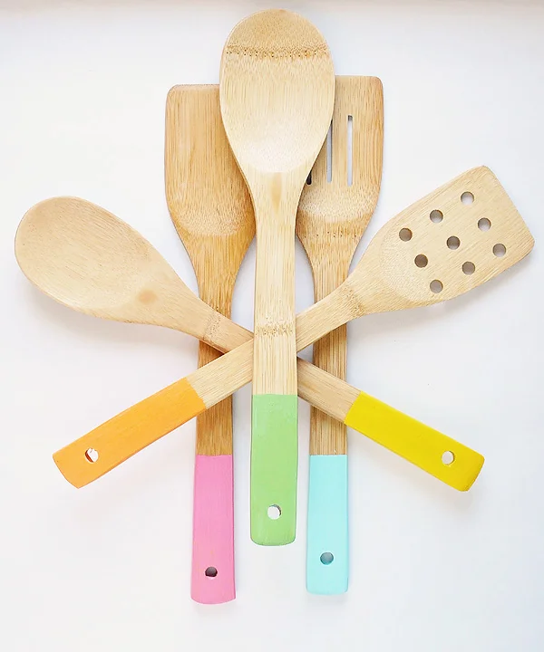 Color Dipped Wood Kitchen Utensils