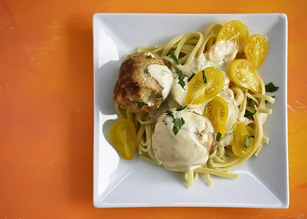 Turkey-Feta Meatballs with Lemon Cream Sauce