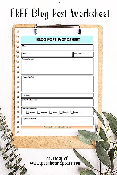 FREE Printable Blog Post Worksheet