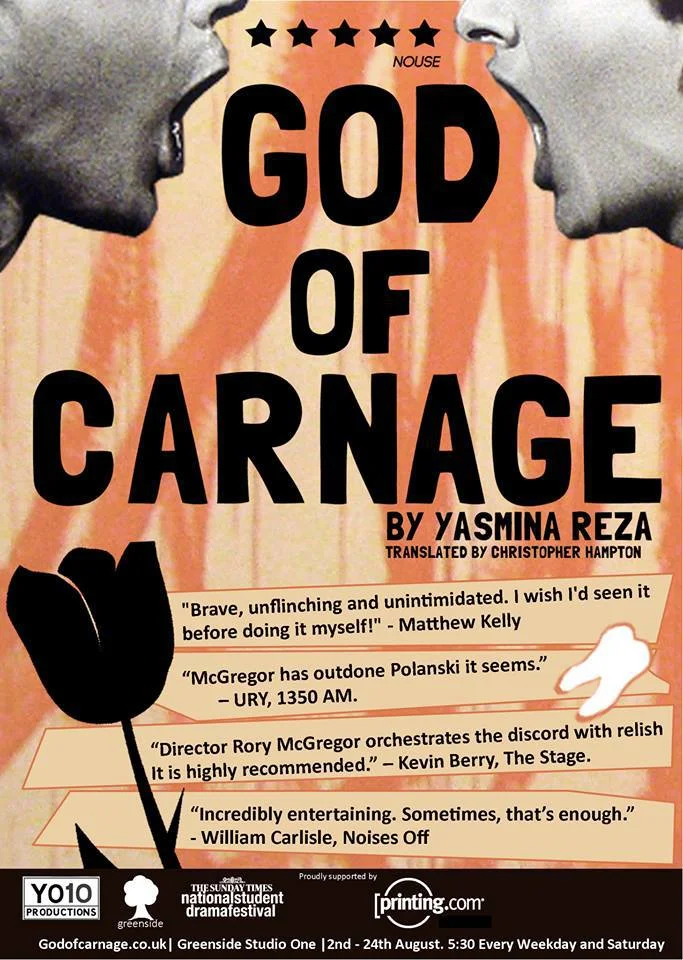2-24 August, 2013. Greenside Venues at the Edinburgh Fringe Festival. CAST: Alain Reille: George Rowell Annette Reille: Helena Clark Michel Vallon: Max Fitzroy-Stone Véronique Vallon: Lily Cooper Directed by: Rory McGregor Produced by: Sam Thorpe-Spinks 23-29th March, 2013. Selected and performed at the National Student Drama Festival . 15th-17th February, 2013. The Drama Barn, at the University of York. CAST: Alain Reille: Mungo Tatton-Brown Annette Reille: Helena Clark Michel Vallon: Max Fitzroy-Stone Véronique Vallon: Claire Curtis-Ward Directed by: Rory McGregor Produced by: Louis Lunts Assistant Producer (for NSDF): Andy Bewley