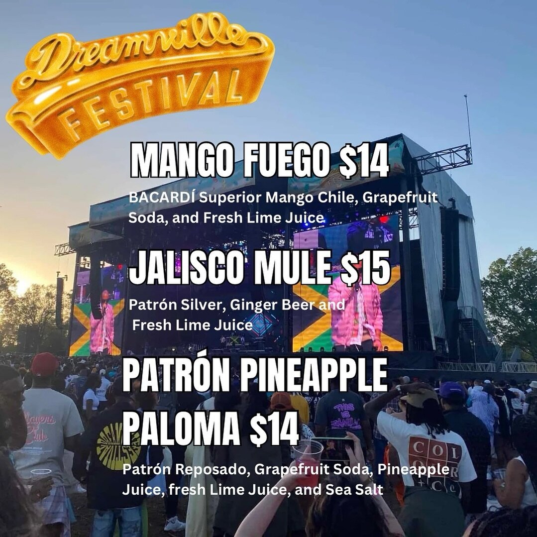DREAMVILLE FESTIVAL ✨is this weekend and we&rsquo;ve got the drink specials! 

From April 5-7 we will have these drinks at @level7rooftopbar plus amazing tapas! 

Grab your tickets at www.dreamvillefest.com and come see us before or after the event! 